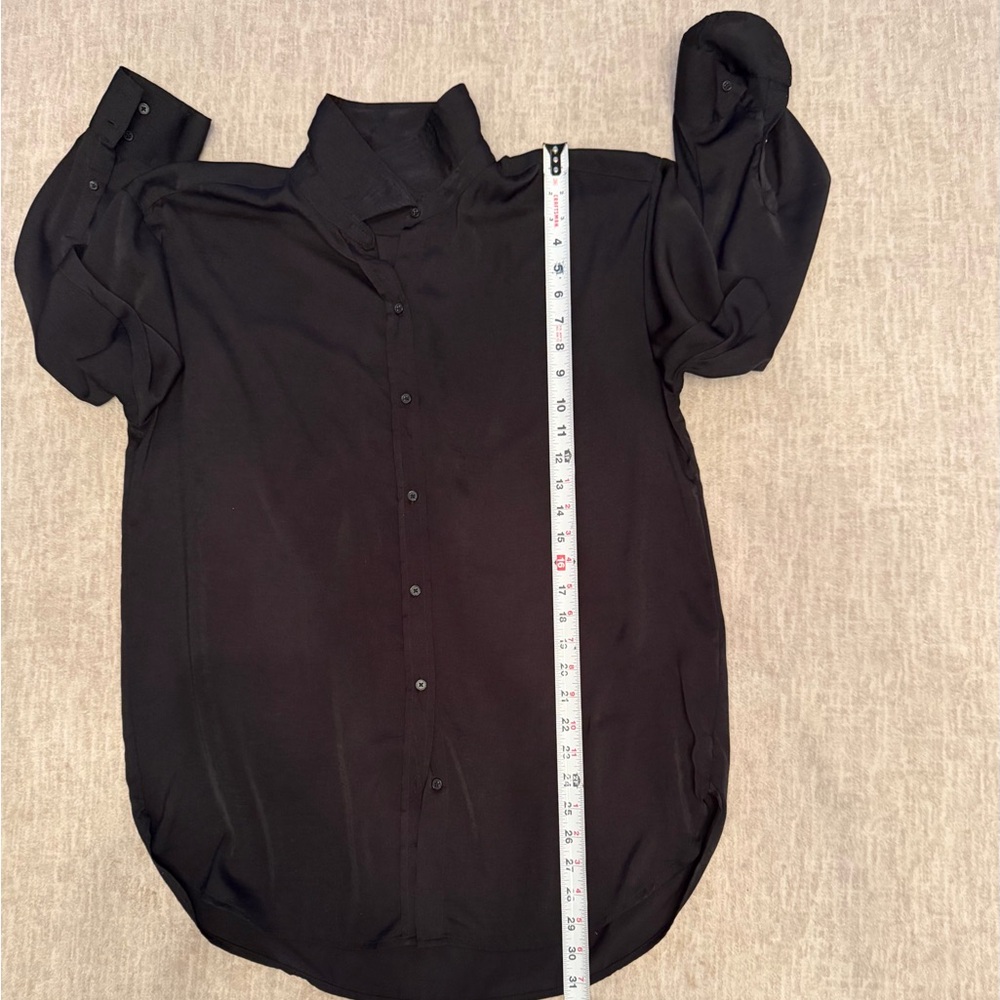 Classic Black Oversized Button-Down Blouse - image 5